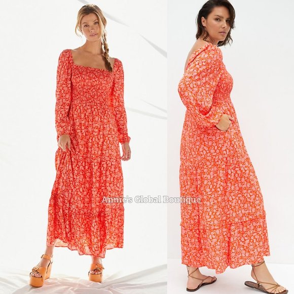 RARE NWT ANTHROPOLOGIE Dolan Smocked Midi Dress. Puffed Sleeves. Size XL - Picture 9 of 16